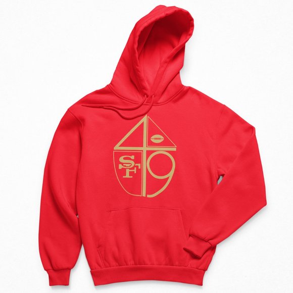 Other - NEW San Francisco 49ers 1965 Shield Big Logo Fleece Pullover Hoodie RED